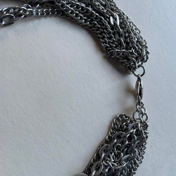 Boho Goth Necklace with cross/Steampunk Chunky metal chains necklace - Picture 2 of 4